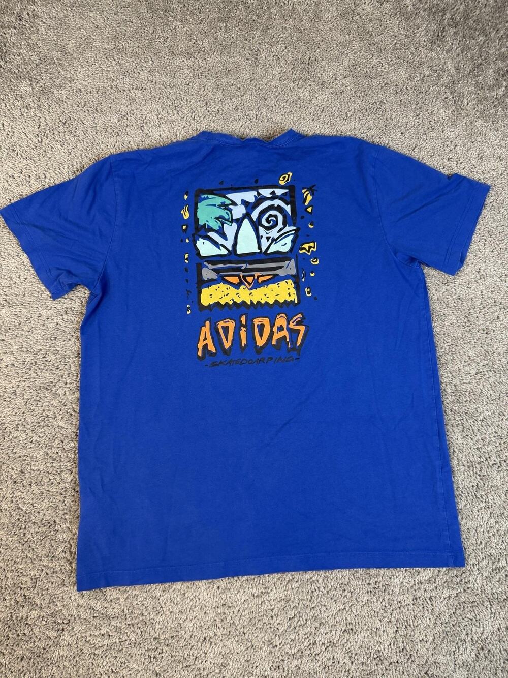 Adidas Shirt Mens XL Blue Skateboarding Graphic Crew Neck Adidas Originals
